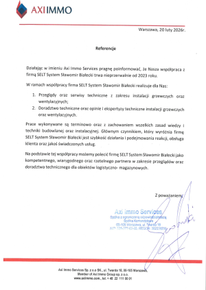 Referencja dla firmy SELT SYSTEM od 